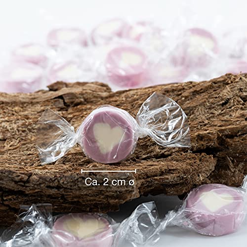WeddingTree Caramelos Corazón Purpúreo para Wedding - 500g Caramelos Boda - Dulces en Forma de Corazón Mensaje para decoración de Mesa, para Bautizo, Wedding Favours de Boda, Día de la Madre