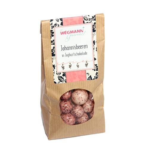 Wegmann Grosellas en chocolate de yogur bolsa, las nobles grosellas negras se deleitan en el chocolate de yogur blanco 150g