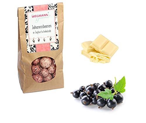 Wegmann Grosellas en chocolate de yogur bolsa, las nobles grosellas negras se deleitan en el chocolate de yogur blanco 150g