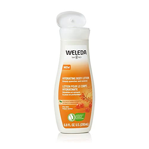 WELEDA Loción corporal de espino cerval de mar - Vitalising Natural Cosmetics Body Lotion proporciona hasta 48 horas de humedad intensiva para un cuidado rápido de la piel seca (1 x 200 ml)