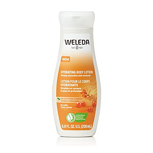 WELEDA Loción corporal de espino cerval de mar - Vitalising Natural Cosmetics Body Lotion proporciona hasta 48 horas de humedad intensiva para un cuidado rápido de la piel seca (1 x 200 ml)
