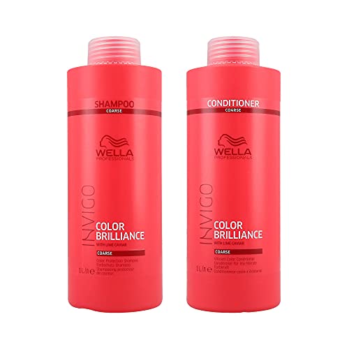 Wella INVIGO Color Brilliance Color Protection Coarse Shampoo 1000ml and Vibrant Color Conditioner 1000ml