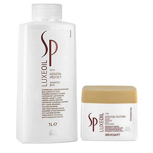 Wella SP Luxe Oil Conjunto de Champú Keratin Protect de 1000 ml + mascarilla Keratin Restore de 400 ml