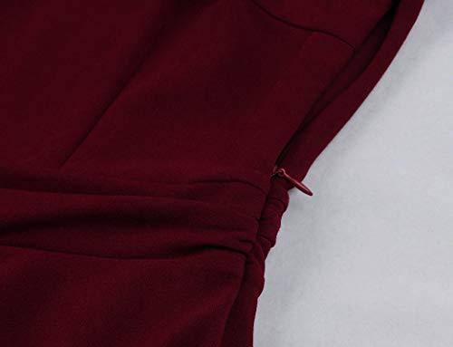 Wellwits - Vestido de cóctel para mujer, con mangas acampanadas, con abertura de malla, para mujer - Rojo - 34-36