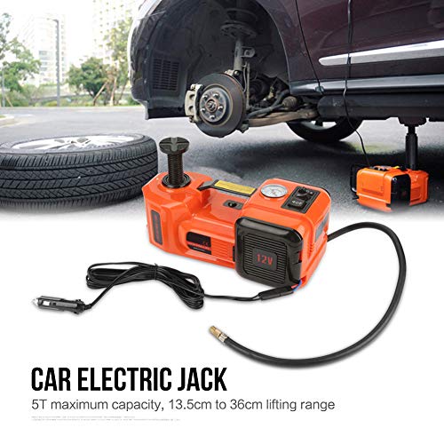Wendry Gato Hidráulico,12V Gato Eléctrico para Automóvil,Gato Hidráulico Eléctrico de 3 Funciones,Llave de Impacto y Compresor de Aire,con 5T Inflado de Iluminación
