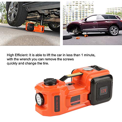 Wendry Gato Hidráulico,12V Gato Eléctrico para Automóvil,Gato Hidráulico Eléctrico de 3 Funciones,Llave de Impacto y Compresor de Aire,con 5T Inflado de Iluminación