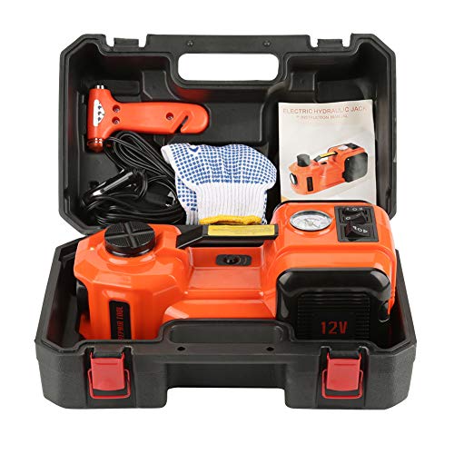 Wendry Gato Hidráulico,12V Gato Eléctrico para Automóvil,Gato Hidráulico Eléctrico de 3 Funciones,Llave de Impacto y Compresor de Aire,con 5T Inflado de Iluminación