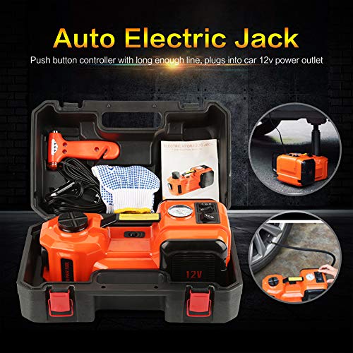 Wendry Gato Hidráulico,12V Gato Eléctrico para Automóvil,Gato Hidráulico Eléctrico de 3 Funciones,Llave de Impacto y Compresor de Aire,con 5T Inflado de Iluminación