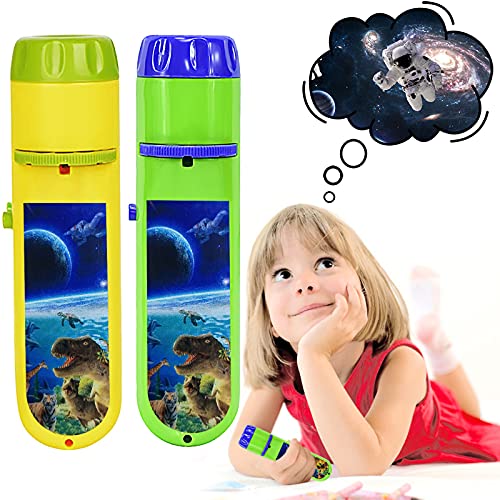 Wenosda Proyector para niños Lámpara de Linterna Iluminación Historia Antorchas Luz Juguete Educativo Hora de Acostarse Luz Nocturna para niños (Dinosaurios + Mar + Animales + Espacio)