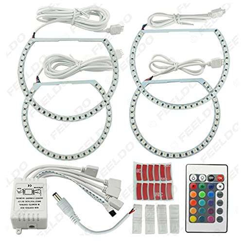 WEPARTICULAR 2X 131mm 2X 146mm Coche 5050 SMD LED RGB Flash Angel Eyes Anillo de halo de luz Luces de circulación Diurna Multicolores Coloridas compatibles para BMW E46 3 Series