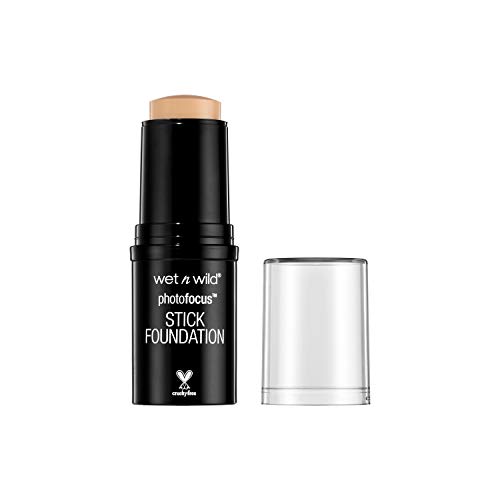 Wet n Wild - Photo Focus Stick Foundation - Corrector en Barra - Ligera, de Larga Duración, para Estar Impecables en Fotos y Selfies - con Aceites de Argán y Girasol - Vegano - Soft Beige - 1 Unidad