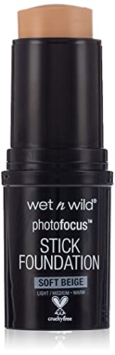 Wet n Wild - Photo Focus Stick Foundation - Corrector en Barra - Ligera, de Larga Duración, para Estar Impecables en Fotos y Selfies - con Aceites de Argán y Girasol - Vegano - Soft Beige - 1 Unidad