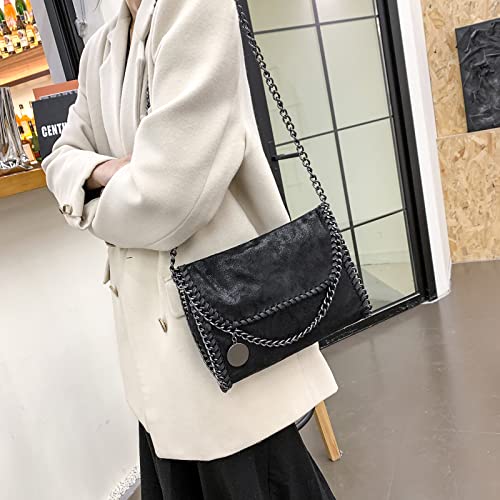 wewo - Bolso bandolera de piel para mujer, Negro (Negro), Medium