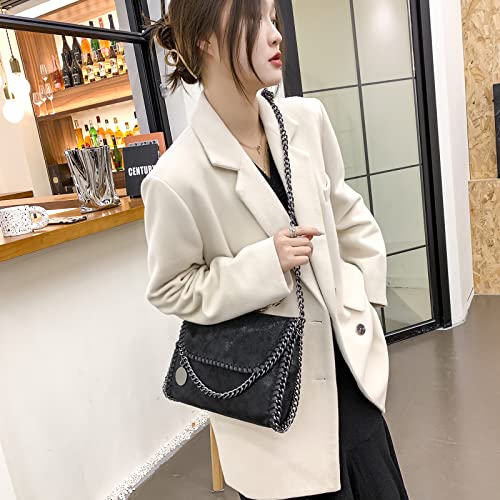 wewo - Bolso bandolera de piel para mujer, Negro (Negro), Medium