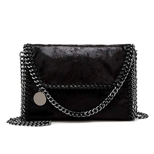wewo - Bolso bandolera de piel para mujer, Negro (Negro), Medium