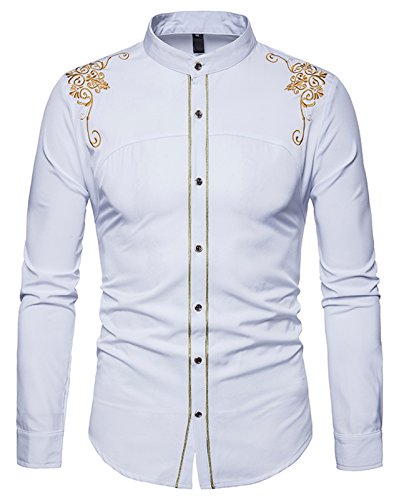 Whatlees - Camisa de vestir de manga larga para hombre, diseño extralargo Blanco B964-blanco XL