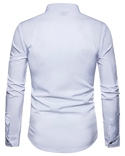 Whatlees - Camisa de vestir de manga larga para hombre, diseño extralargo Blanco B964-blanco XL
