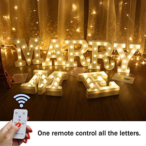 WHATOOK Letras Luminosas Decorativas con Luces LED, con temporizador inalámbrico y mando a distancia regulable, decoración para cumpleaños, fiestas, bodas y vacaciones, casa, bar, Blanco - Letra B