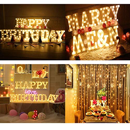 WHATOOK Letras Luminosas Decorativas con Luces LED, con temporizador inalámbrico y mando a distancia regulable, decoración para cumpleaños, fiestas, bodas y vacaciones, casa, bar, Blanco - Letra B