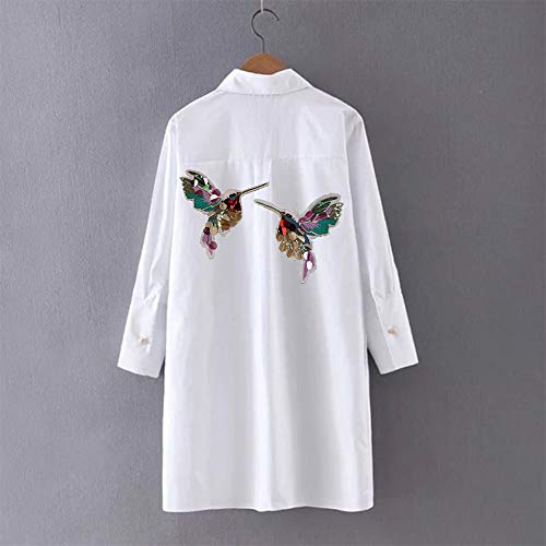 Wicemoon 2 Piezas Parche Bordado Lentejuela de Hierro Birdie Parche de Hierro O Parche Cosido Para La Ropa Camiseta Jeans Bolsa 17.5 * 14 CM