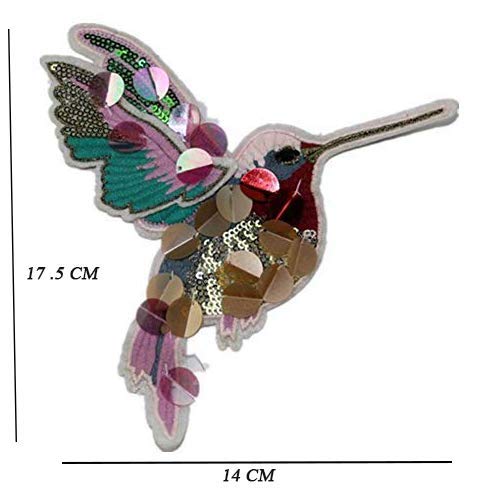 Wicemoon 2 Piezas Parche Bordado Lentejuela de Hierro Birdie Parche de Hierro O Parche Cosido Para La Ropa Camiseta Jeans Bolsa 17.5 * 14 CM