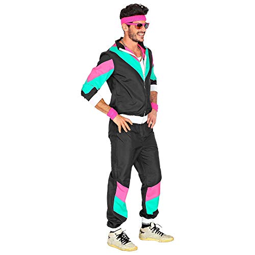 WIDMANN 10160 Chándal de los años 80 para hombre, negro/turquesa/rosa, XXL , color/modelo surtido