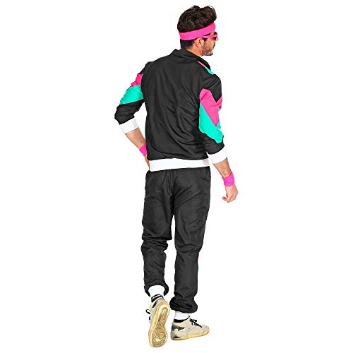 WIDMANN 10160 Chándal de los años 80 para hombre, negro/turquesa/rosa, XXL , color/modelo surtido