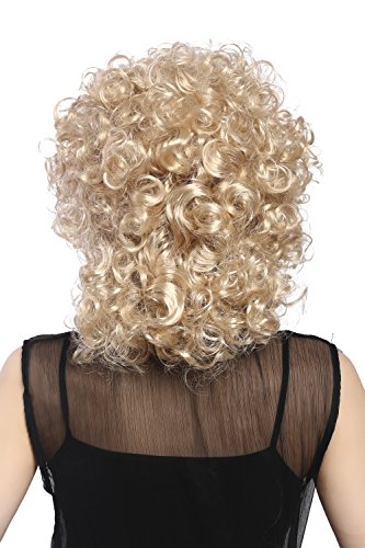 WIG ME UP- 91074-ZA83 Peluca Carnaval señoras, Largo Medio, Rizado, rizos, Rubio Claro 1980s