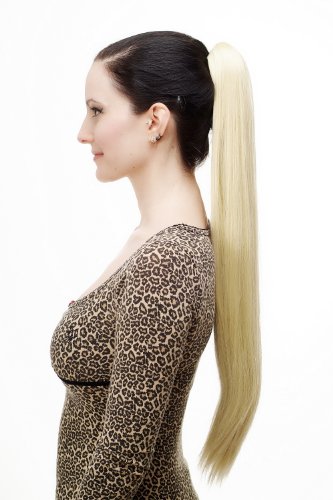WIG ME UP- T113-88E extensión de pelo/coleta, muy larga, lisa, con clip tipo mariposa, aprox. 70 cm, rubia brillante