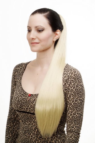 WIG ME UP- T113-88E extensión de pelo/coleta, muy larga, lisa, con clip tipo mariposa, aprox. 70 cm, rubia brillante