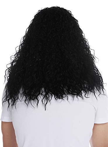 WIG ME UP- VK-33-1 Peluca para hombres pelo largo rizado negro raya hardrock heavy metal latin lover
