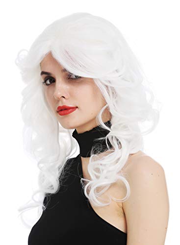 WIG ME UP - WL-3010-1001 Peluca para mujeres raya tupé voluminoso rizos pelo rizado rubio blanco cosplay diva los 80 vamp