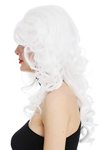 WIG ME UP - WL-3010-1001 Peluca para mujeres raya tupé voluminoso rizos pelo rizado rubio blanco cosplay diva los 80 vamp