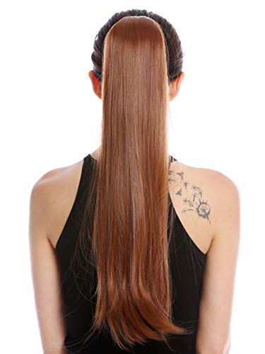 WIG ME UP- YZF-1094S-30 Extensión de pelo coleta peineta y banda pelo 63 cm de largo liso color castaño cobrizo