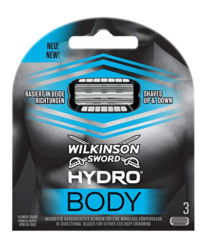 Wilkinson Sword Hydro Body - 3 Recambios de Cuchillas de 5 Hojas Bidireccionales para Afeitadora Corporal para una Depilación del Cuerpo en Ambos Sentidos
