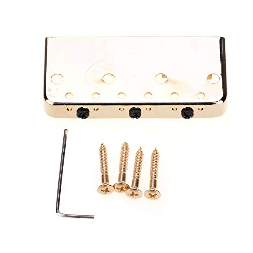 Wilkinson WTBS Short 3-Selletas Compensadas de Latón Telecaster Puente para Humbucker Tele Style o Guitarra Eléctrica Vintage, Oro