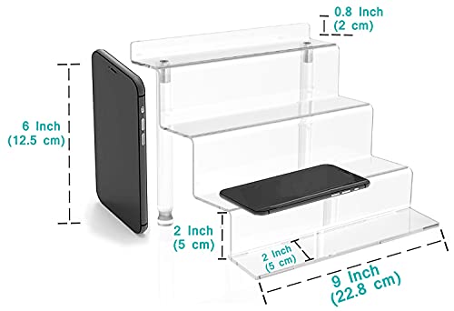 WINKINE Mesa de acrílico transparente con 4 niveles para figuras Amiibo Funko POP, especiero, postre, escritorio y armario organizador para cosméticos y manualidades (1 pieza pequeña)