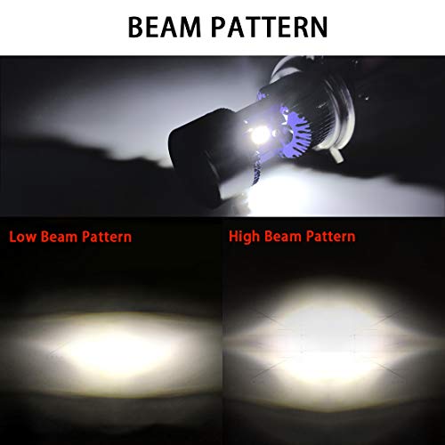 WinPower - H4 (P43t)/ HS1 LED Kit de conversión de la bombilla de los faros de motocicleta - 30W 5500Lm 6000K Super brillante Xenón Blanco Hi/Lo faro de motocicleta DC 12V, 1 lampara