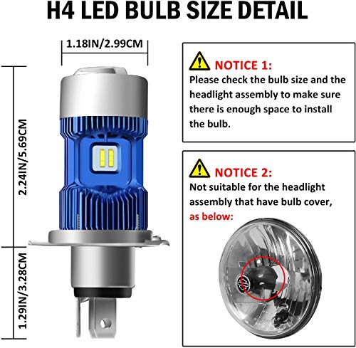 WinPower - H4 (P43t)/ HS1 LED Kit de conversión de la bombilla de los faros de motocicleta - 30W 5500Lm 6000K Super brillante Xenón Blanco Hi/Lo faro de motocicleta DC 12V, 1 lampara
