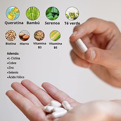 Wiohair Caja de Cápsulas Anticaída | Vitaminas para el Cabello | Fuerza y Crecimiento | Ingredientes Naturales y Queratina | Complemento alimenticio 60 Cápsulas | Hombre y Mujer