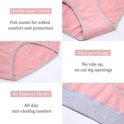 wirarpa Bragas Talle Alto Algodón para Mujer Culotte Braguita de Cintura Alta Cómodo 5 Pack Tamaño M