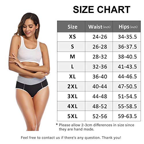 wirarpa Bragas Talle Alto Algodón para Mujer Culotte Braguita de Cintura Alta Cómodo 5 Pack Tamaño M