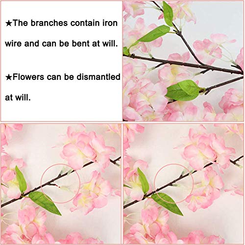 WLHER Árbol Artificial de la Flor de Cerezo, Melocotonero Artificial, Tallos de Madera Reales y Hojas realistas, para la Decoración de Eventos de Boda de jardín de Fiesta Familiar
