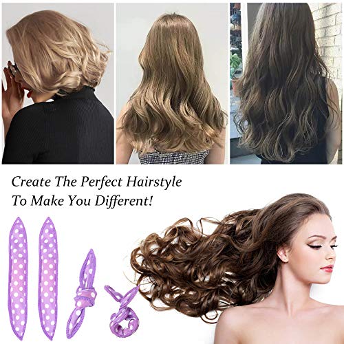 Wodasi 20 Piezas Rodillos Para el Cabello, Rodillos de Pelo Flexibles de la Espuma, Flexible Espuma de Rulos de Esponja Suaves Almohada de Sueño Herramientas de Estilismo DIY, Púrpura