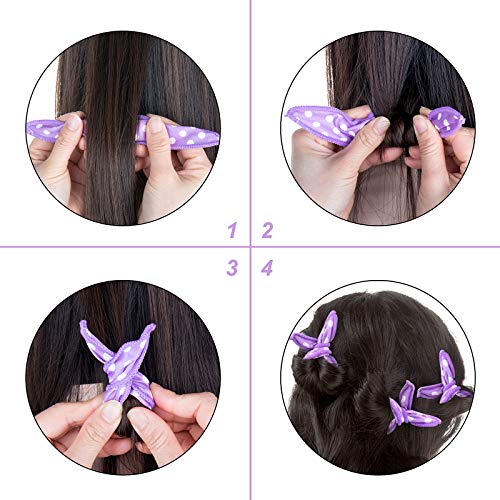 Wodasi 20 Piezas Rodillos Para el Cabello, Rodillos de Pelo Flexibles de la Espuma, Flexible Espuma de Rulos de Esponja Suaves Almohada de Sueño Herramientas de Estilismo DIY, Púrpura