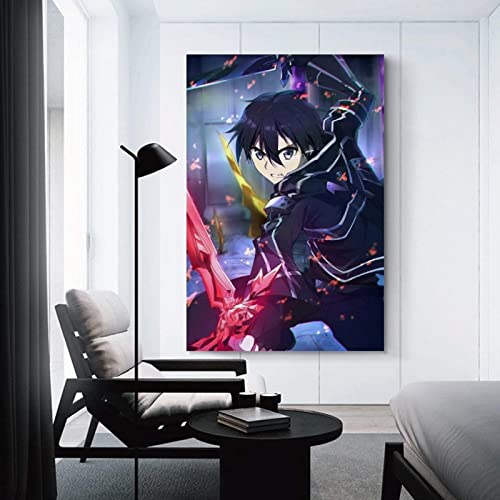 WOLIUER Sin Marco 60X90cm Carteles y Grabados Sword Art Online Kirito Póster Póster Pintura Decorativa