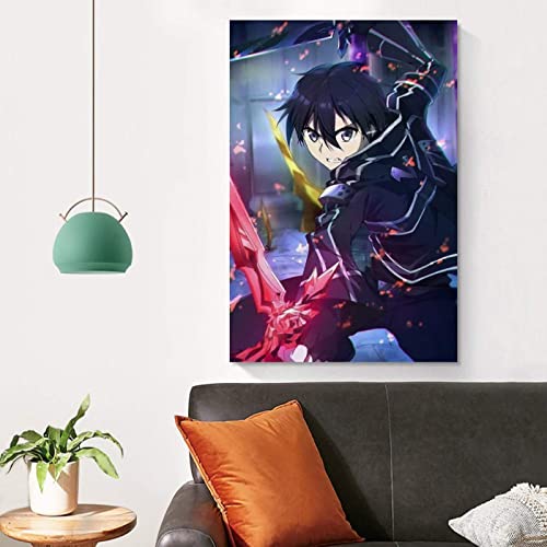 WOLIUER Sin Marco 60X90cm Carteles y Grabados Sword Art Online Kirito Póster Póster Pintura Decorativa