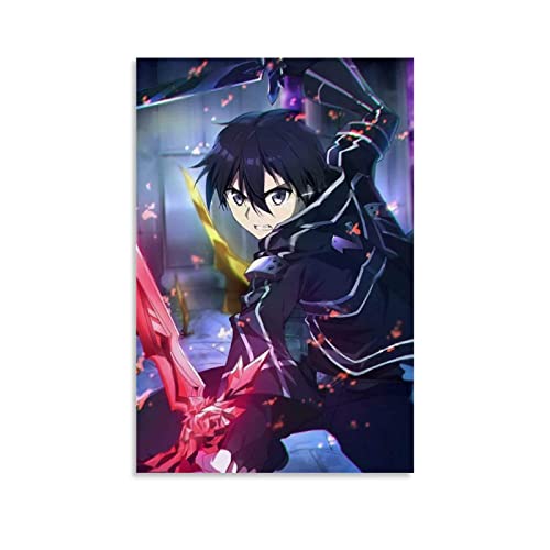 WOLIUER Sin Marco 60X90cm Carteles y Grabados Sword Art Online Kirito Póster Póster Pintura Decorativa