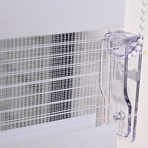 WOLTU Estor Enrollable Doble Tejido Noche y Día sin Taladrar Persiana Polyester para Ventanas, Puertas, Habitación 65x150 cm Blanco VH5549ws