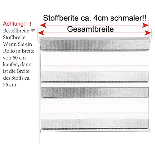WOLTU Estor Enrollable Doble Tejido Noche y Día sin Taladrar Persiana Polyester para Ventanas, Puertas, Habitación 65x150 cm Blanco VH5549ws